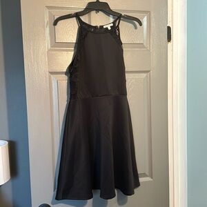 Lace back halter skater dress